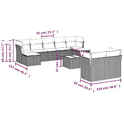 Avis vidaXL Salon de jardin avec coussins 10 pcs beige résine tressée