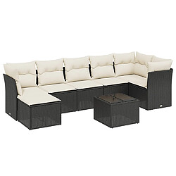 vidaXL Salon de jardin 8 pcs avec coussins noir résine tressée