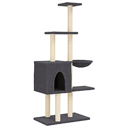 Arbre à chat avec griffoirs,niche pour chat en sisal Gris foncé 145 cm -MN35321