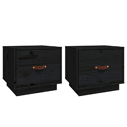 vidaXL Tables de chevet 2 pcs Noir 40x34x35 cm Bois de pin massif