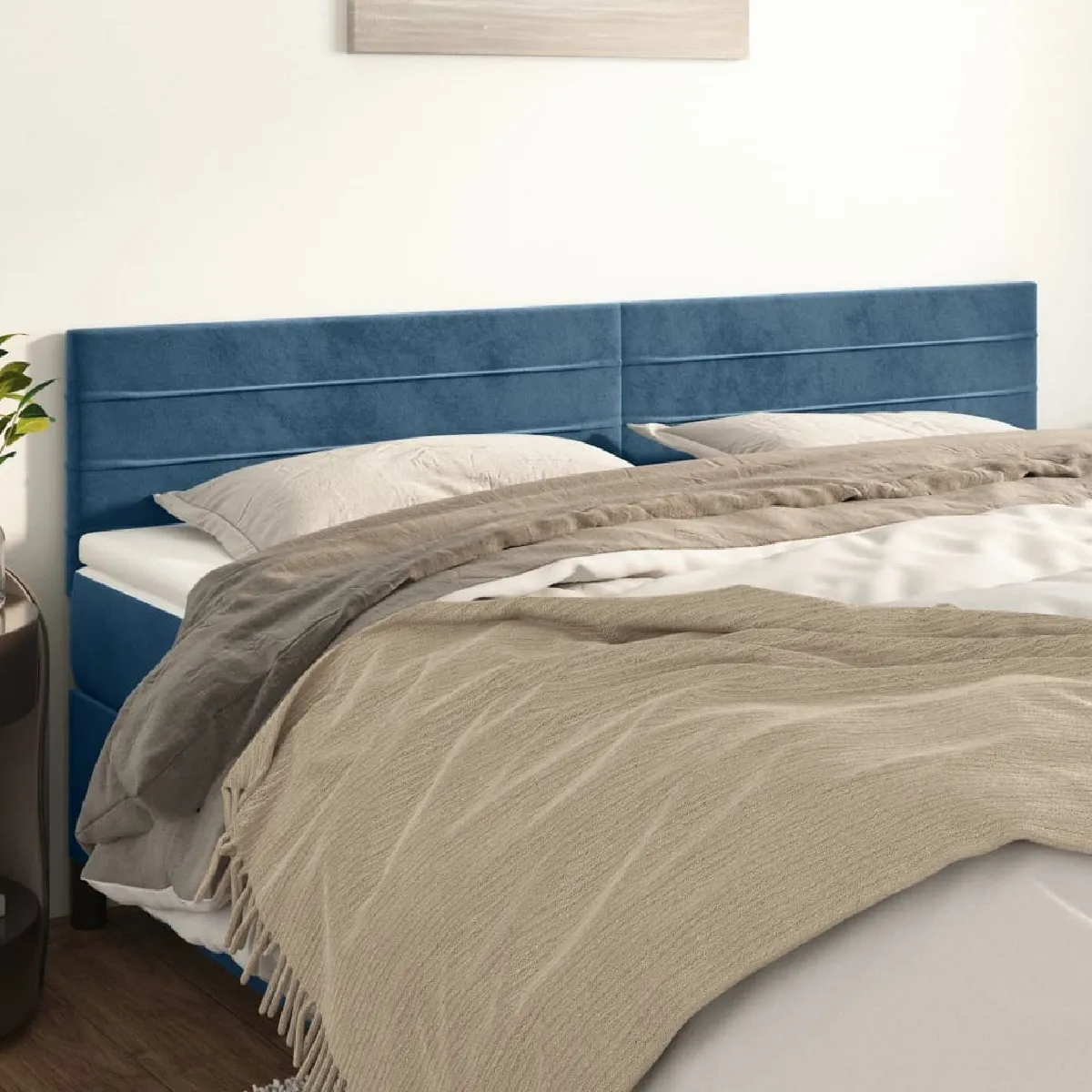 Maison Chic Lot de 2 Têtes de lit design Bleu pour chambre - Décoration de lit foncé 100x5x78/88 cm Velours -MN47476