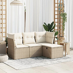 Maison Chic Salon de jardin avec coussins 4 pcs, Ensemble Tables et chaises de jardin,, Ensemble Tables et chaises de jardin, beige résine tressée -GKD685622