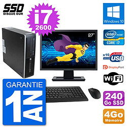 PC HP 8300 Elite SFF Ecran 27" Intel i7-2600 RAM 4Go SSD 240Go Windows 10 Wifi - Occasion