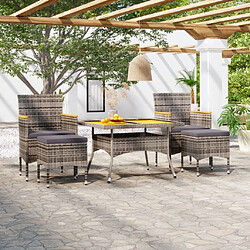 Maison Chic Ensemble de salle à manger de jardin 5 pcs,Table et chaises d'extérieur pour relax Résine tressée et acacia Gris -GKD932935