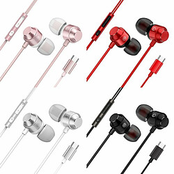 Acheter Casque Type-C Compatible Pour 9 8 7 Pro P50 Pro Fil Contrôle Basse Écouteurs Magnétiques Avec Microphone Or Rose