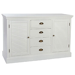 Pegane Commode meuble de rangement en bois coloris blanc - Longueur 126 x Hauteur 82 x Profondeur 41 cm 