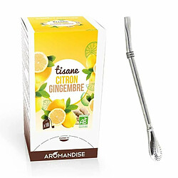 Avis Aromandise Tisane gingembre et citron bio 20 sachets + paille inox avec filtre