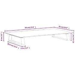 vidaXL Support de moniteur noir 60x35x8 cm verre trempé et métal pas cher