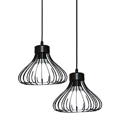 Stoex 2PCS Plafonnier Vintage Suspension Lustre Industrielle Noire Simple Lustre Rétro Créatif Pour La Décoration Intérieure