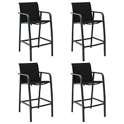 vidaXL Chaises de bar de jardin lot de 4 Noir Textilène