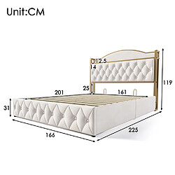 Acheter Sweiko Lit adulte 160 x 200 cm Lit rembourré avec fonction de recharge USB Type C Lit double Beige clair Avec matelas