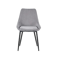 Avis Vente-Unique Lot de 2 chaises en tissu et métal noir - Gris - MASURIE