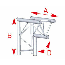 57ASX23 / Angle 2 départs vertical 90° pied lg 0m50 x 0m50 ASD