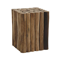 Aubry Gaspard Tabouret cube en rondin de teck. Tabouret cube en rondin de teck