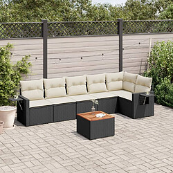 Maison Chic Ensemble Tables et chaises d'extérieur 7pcs avec coussins,Salon de jardin noir résine tressée -GKD889337