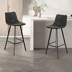 Mes Lot de 2 chaises de bar H78 cm en PU noir - POHAN