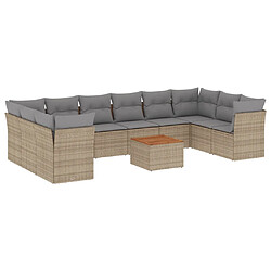 vidaXL Salon de jardin 11 pcs avec coussins beige résine tressée