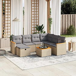 vidaXL Salon de jardin avec coussins 8pcs mélange beige résine tressée