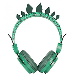 Universal Dinosaure mignon casque filaire casque musique enfant casque stéréo casque 3,5 mm casque apprendre jeux téléphone portable casque(Vert)