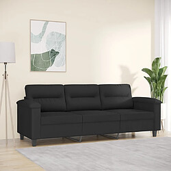 vidaXL Canapé à 3 places Noir 180 cm Tissu microfibre