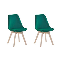 Beliani Chaise de salle à manger DAKOTA II Set de 2 Velours Vert 