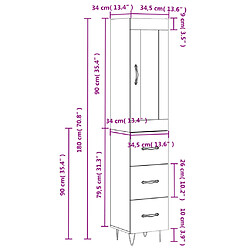 vidaXL Buffet haut Chêne fumé 34,5x34x180 cm Bois d'ingénierie pas cher