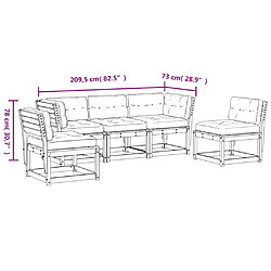 vidaXL Salon de jardin 5 pcs avec coussins bois de pin imprégné pas cher