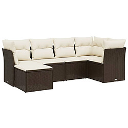 vidaXL Salon de jardin avec coussins 6 pcs marron résine tressée