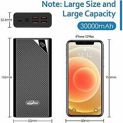 YOBON Batterie Externe, 30000mAh Chargeur Portable, Noir Power Bank avec Led Affichage, Pour iPhone, Huawei, Xiaomi etc. 