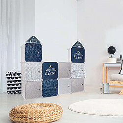 The Home Deco Kids Rangement enfant 3 cubes modulables My little héros My Little héros – Bleu & gris.