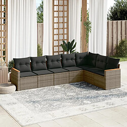 vidaXL Salon de jardin avec coussins 7 pcs gris résine tressée