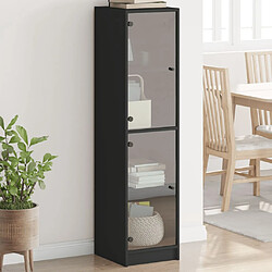 vidaXL Buffet avec portes en verre noir 35x37x142 cm