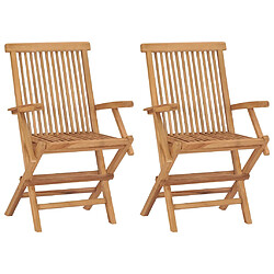 vidaXL Chaises pliables de jardin lot de 2 Bois de teck solide