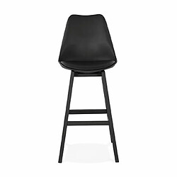 Mes Lot de 2 chaises de bar noires H75 cm avec pieds noirs - ELO