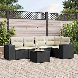 vidaXL Salon de jardin 6 pcs avec coussins noir résine tressée 