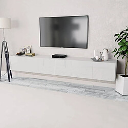 Maison Chic Meuble TV scandinave 2 pcs - Banc TV pour salon Aggloméré 120 x 40 x 34 cm Blanc brillant -MN84525