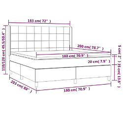 vidaXL Sommier à lattes de lit matelas et LED Noir 180x200 cm Tissu pas cher