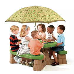 Step2 Naturally Playful Table Picnic Enfant en Marron / VERT avec Parasol | Banc Pique Nique pour Enfants en Plastique