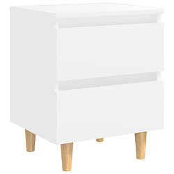 Maison Chic Table de chevet avec pieds en pin, Table de Nuit Blanc 40x35x50 cm