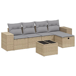 vidaXL Salon de jardin avec coussins 6pcs mélange beige résine tressée