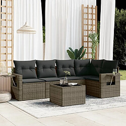 Maison Chic Salon de jardin 6 pcs avec coussins | Ensemble de Table et chaises | Mobilier d'Extérieur gris résine tressée -GKD68975