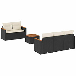 Maison Chic Ensemble Tables et chaises d'extérieur 6pcs avec coussins,Salon de jardin noir résine tressée -GKD903450