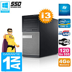 PC Tour DELL 7010 Core I3-2120 RAM 4Go Disque 120 Go SSD Wifi W7 · Occasion 