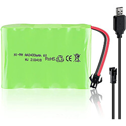 Batterie rechargeable 1 pièce 6V Ni-MH 2400mAh pour télécommande de voiture + câble de charge 