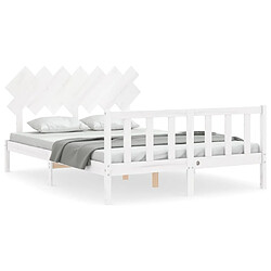 Maison Chic Cadre/structure de lit avec tête de lit pour adulte - Lit Moderne Chambre blanc 140x200 cm bois massif -MN23366