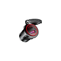 Chrono Chargeur Voiture Accessoire Voiture prise type C USB prise de chargeur de voiture rapide étanche avec interrupteur pour voiture (Rouge)