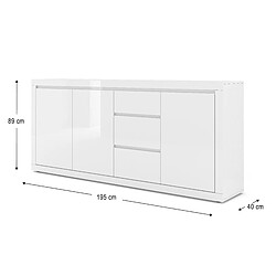 Avis BIM FURNITURE Commode Bello Bianco IV 195 cm Buffet Blanc mat / Blanc brillant