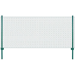 vidaXL Clôture en grillage métallique avec poteaux Acier 25x0,5 m Vert