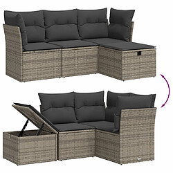 Avis vidaXL Salon de jardin 4 pcs avec coussins gris résine tressée