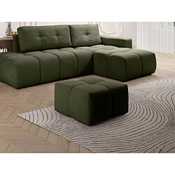 Vente-Unique Pouf carré en tissu texturé vert TRIMALDI 